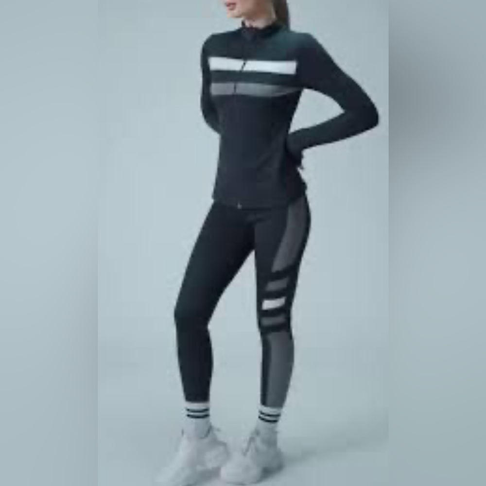 Black Mesh Panel Leggings set